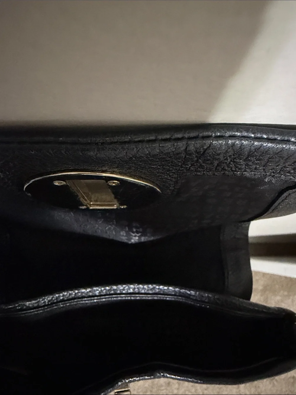 Kate Spade Black Leather Crossbody with Gold Chain and Turn-Lock